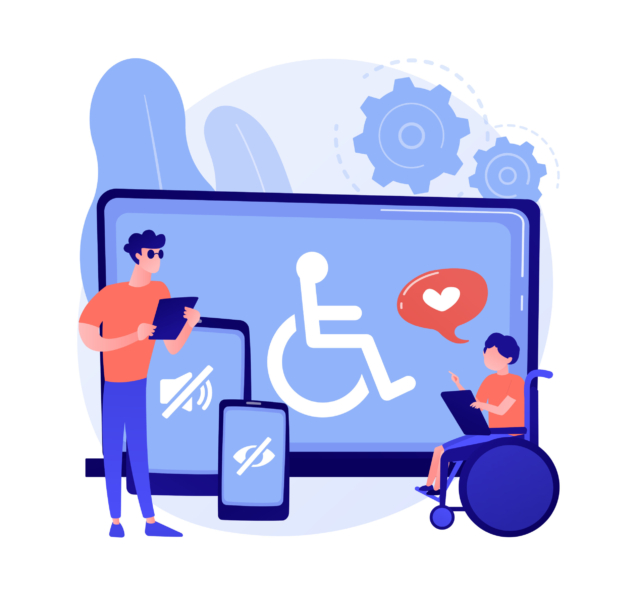 Electronic accessibility abstract concept vector illustration. Accessibility to websites, electronic device for disabled people, communication technology, adjustable web pages abstract metaphor.